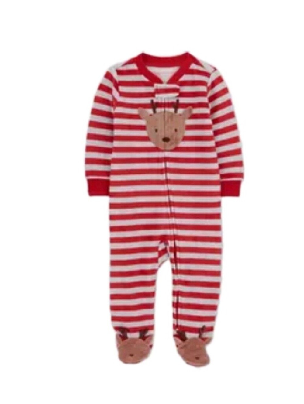 Nwt Carter's Boys Christmas Holiday Reindeer Footed Pajamas Size 9 Months